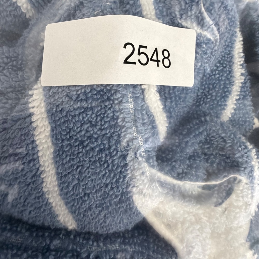 Arch Studio Blue White Striped Cotton Terry Cloth Bathrobe Unisex S/M NEW - Picture 10 of 10